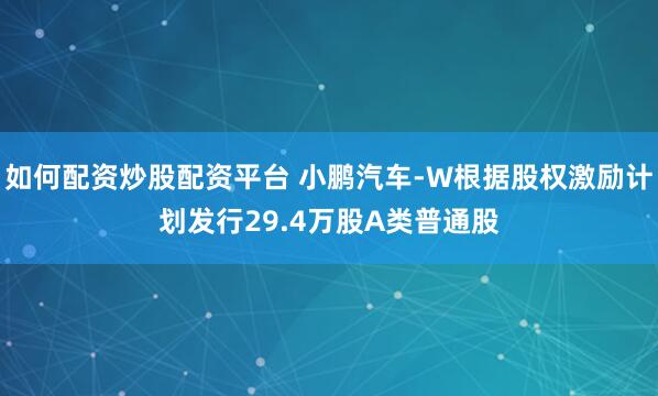 如何配资炒股配资平台 小鹏汽车-W根据股权激励计划发行29.4万股A类普通股